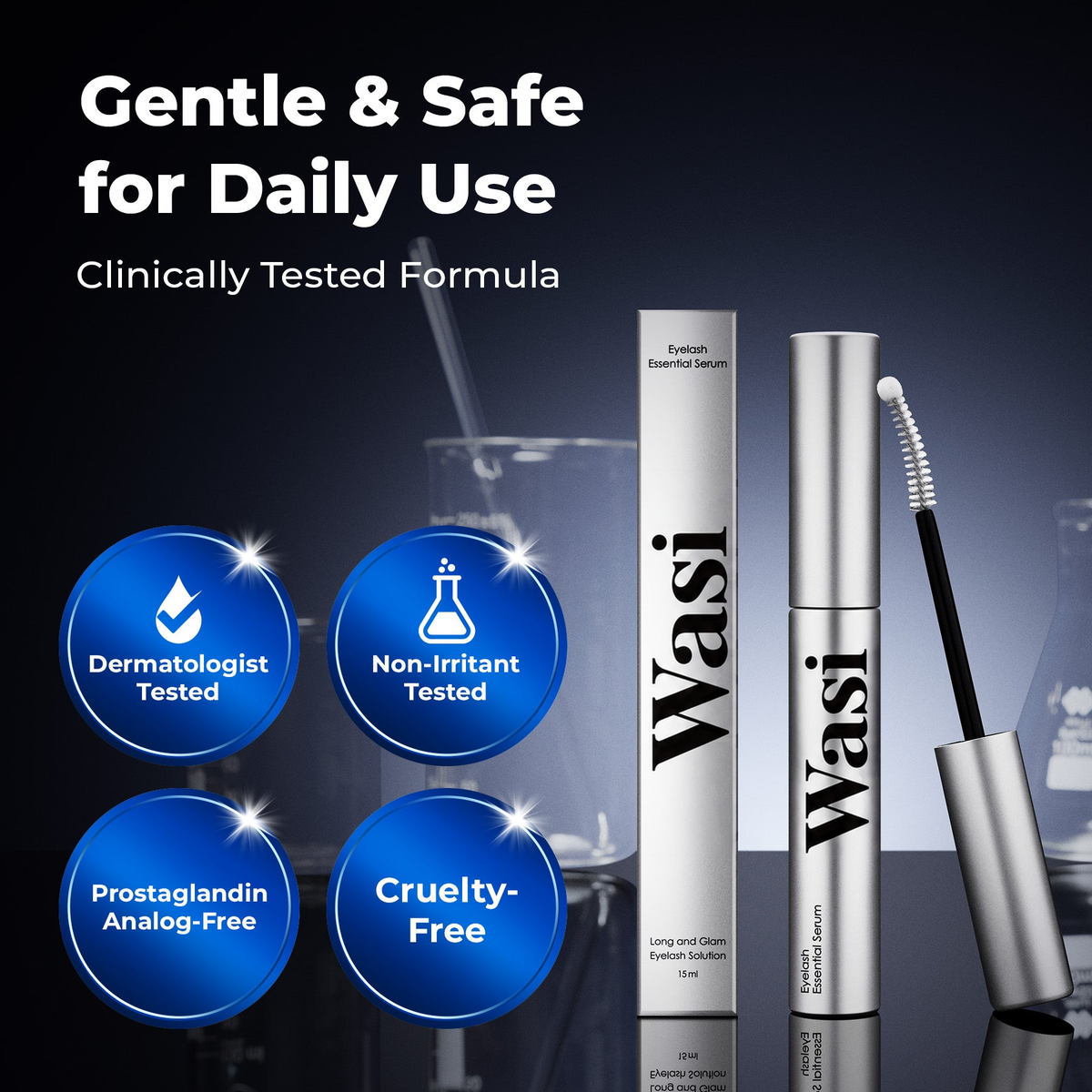 Wasi Eyelash Essential Serum — gentle and safe for daily use, clinically tested formula