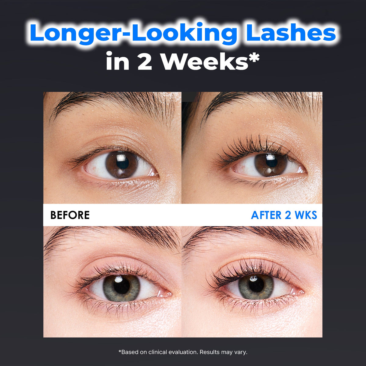 Wasi Eyelash Essential Serum — longer-looking lashes in 2 weeks, before and after