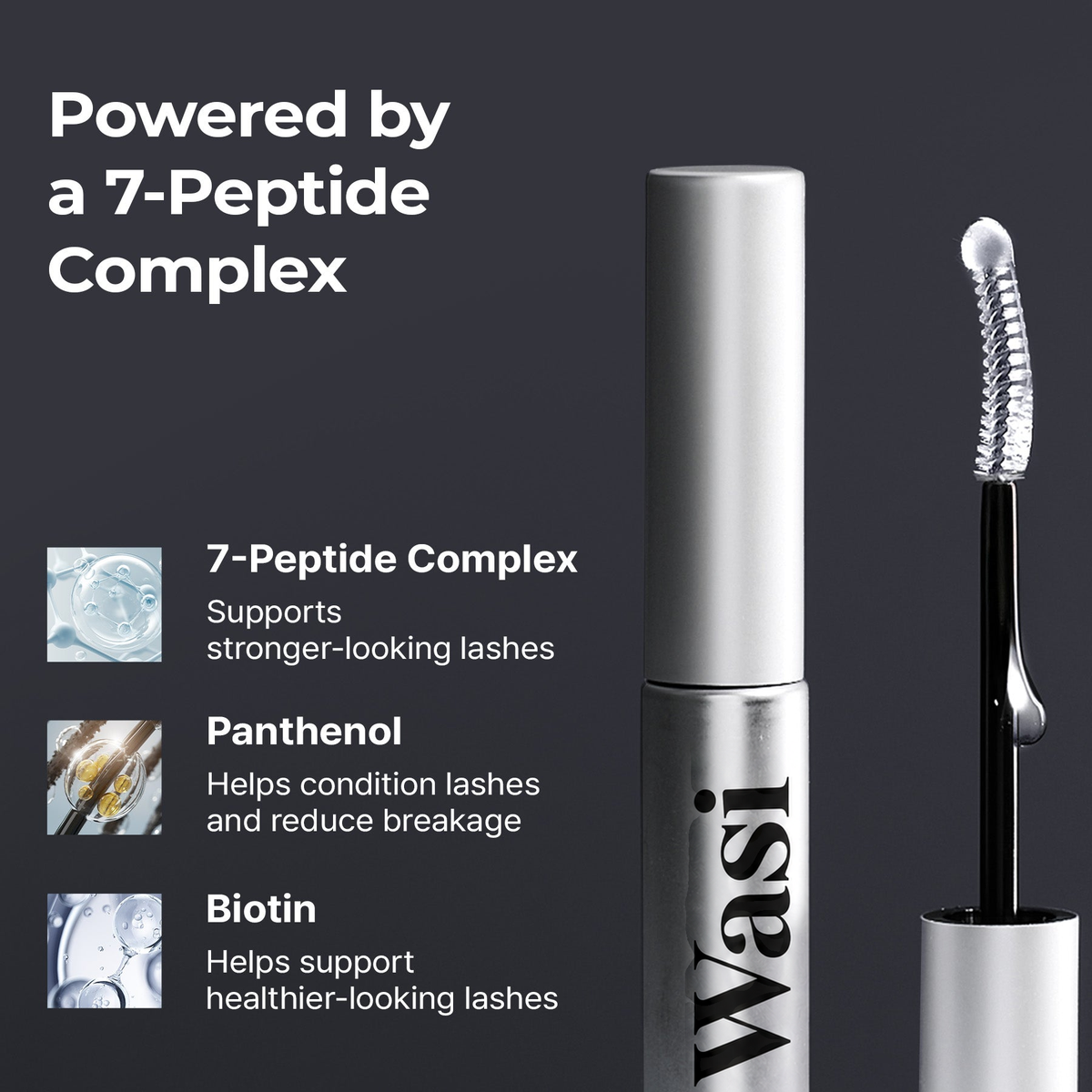 Wasi Eyelash Essential Serum — powered by a 7-peptide complex, panthenol and biotin
